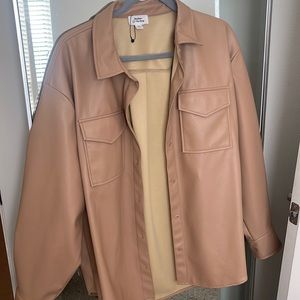 Tan Leather Shacket, The Drop by Amazon